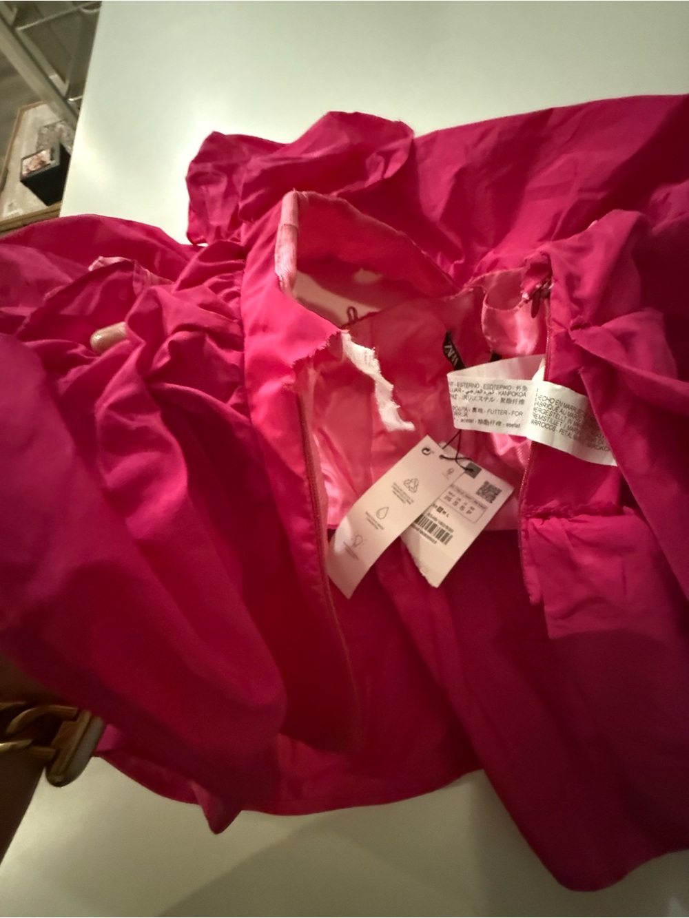 Zara Fuchsia One-Shoulder Ruffle Bow Top - Picture 8 of 9